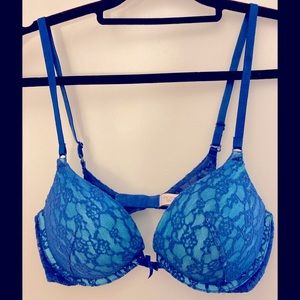 Turquoise & Blue Lace Victoria’s Secret Push Up Bra Size 34C